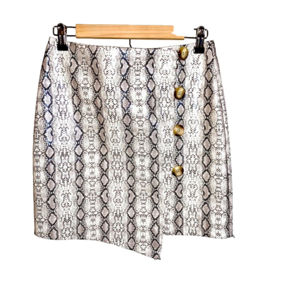 Angeles Faux Leather Snakeskin Mini Skirt - Picture 3 of 4